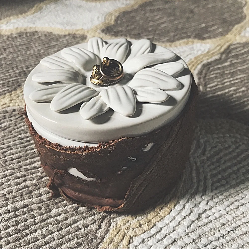 Artisan Leather Wrapped Meditation Vessel | Italian Leather | Boho Home Decor